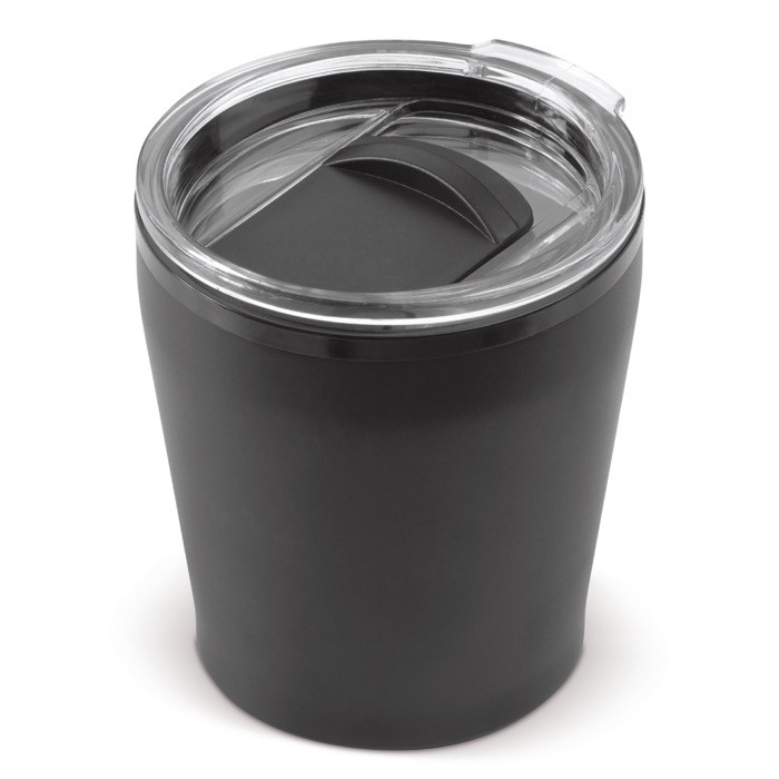 Vaso de acero inoxidable de doble pared apto para cafeteras 180ml color negro