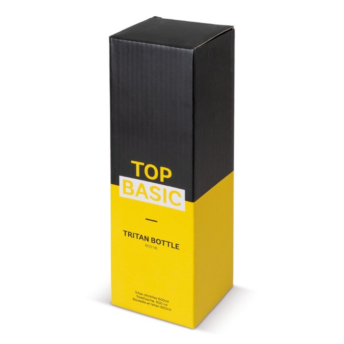 Botella de plástico con tapón y asa de transporte a color 600ml color azul transparente quinta vista Botella de plástico con tapón y asa de transporte a color 600ml color azul transparente quinta vista