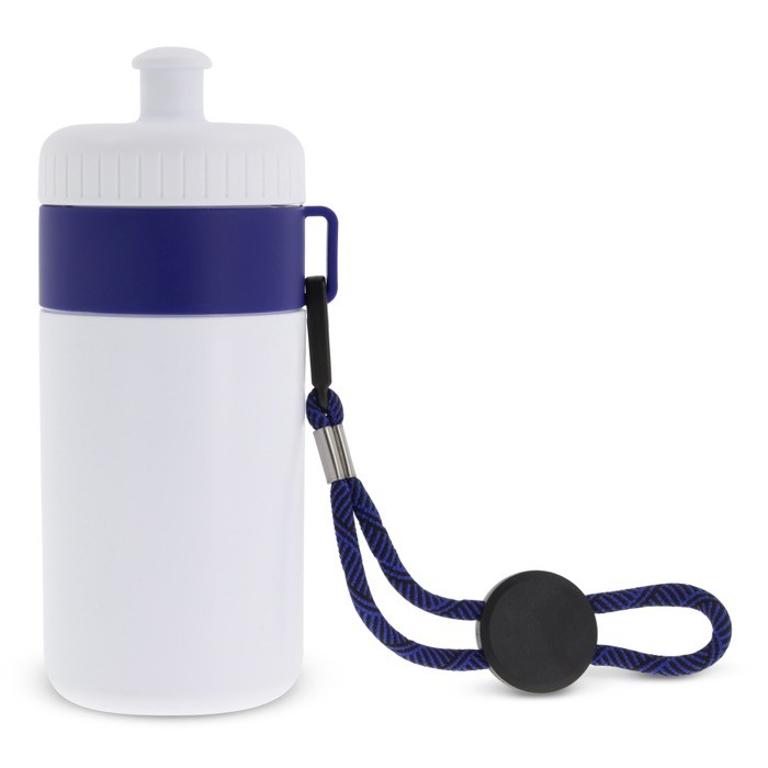 Bidón blanco libre de BPA con cordón de transporte 500ml color azul oscuro Bidón blanco libre de BPA con cordón de transporte 500ml color azul oscuro