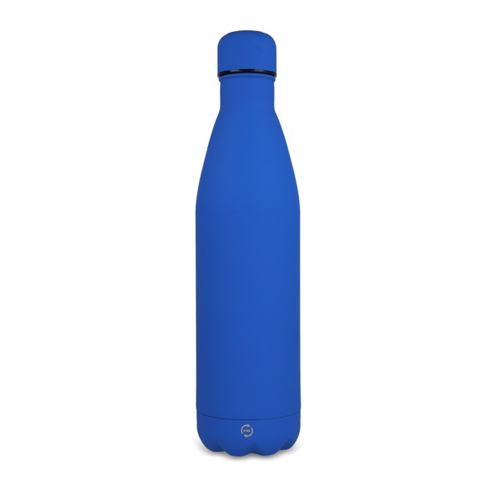 Botella de acero inoxidable reciclado con acabado aterciopelado 750ml color azul Botella de acero inoxidable reciclado con acabado aterciopelado 750ml color azul