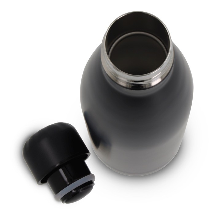 Botella de acero inoxidable de colores metalizados 500ml color negro tercera vista Botella de acero inoxidable de colores metalizados 500ml color negro tercera vista