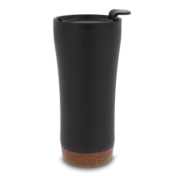 Vaso take away de doble pared con detalle de corcho en la base 480ml color negro