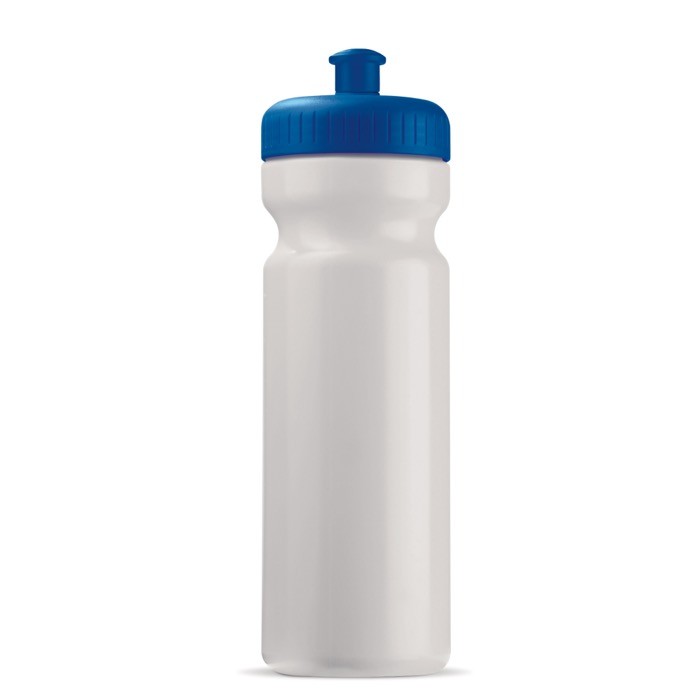 Bidón deportivo de plástico orgánico y hecho en EU 750ml color blanco/azul