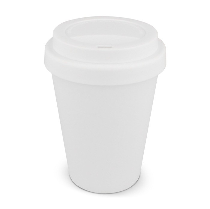 Vaso take away de plástico reciclado en vivos colores 250ml color blanco