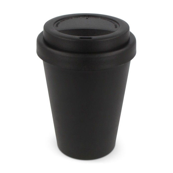 Vaso take away de plástico reciclado en vivos colores 250ml color negro