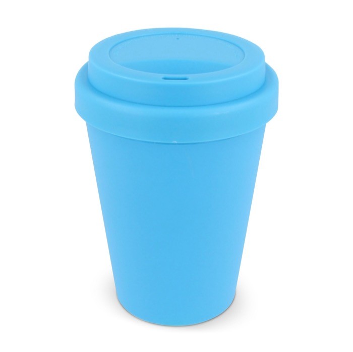 Vaso take away de plástico reciclado en vivos colores 250ml color azul claro