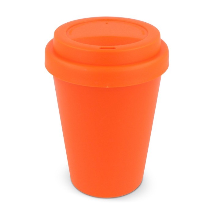Vaso take away de plástico reciclado en vivos colores 250ml color naranja