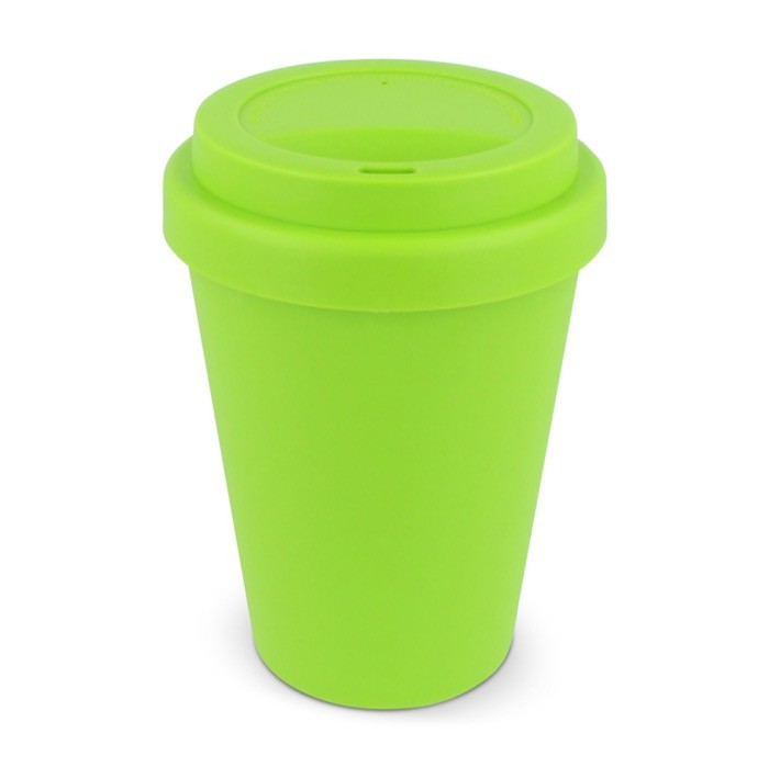 Vaso take away de plástico reciclado en vivos colores 250ml color verde lima