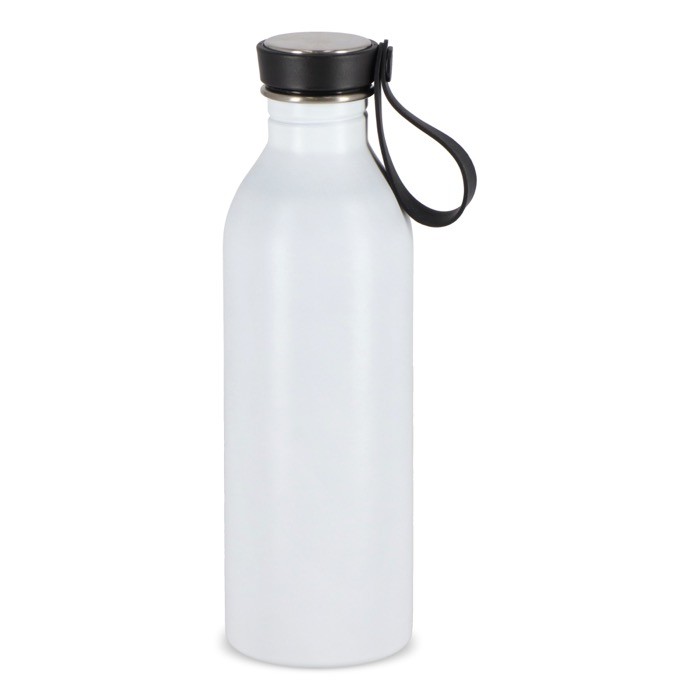 Botella de acero inoxidable con asa de silicona en la tapa 500ml color blanco Botella de acero inoxidable con asa de silicona en la tapa 500ml color blanco