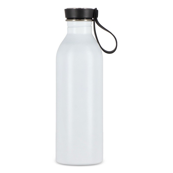 Botella de acero inoxidable con asa de silicona en la tapa 500ml color blanco cuarta vista Botella de acero inoxidable con asa de silicona en la tapa 500ml color blanco cuarta vista