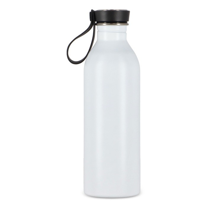 Botella de acero inoxidable con asa de silicona en la tapa 500ml color blanco quinta vista Botella de acero inoxidable con asa de silicona en la tapa 500ml color blanco quinta vista