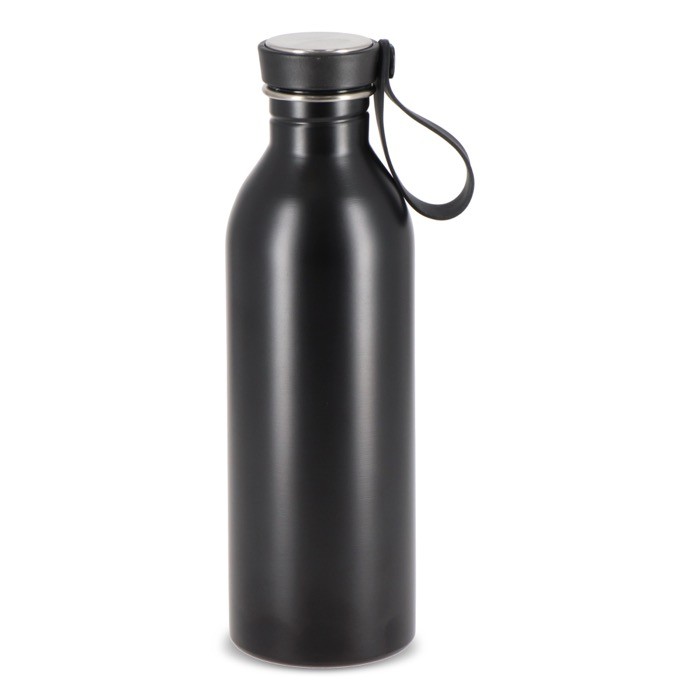 Botella de acero inoxidable con asa de silicona en la tapa 500ml color negro Botella de acero inoxidable con asa de silicona en la tapa 500ml color negro