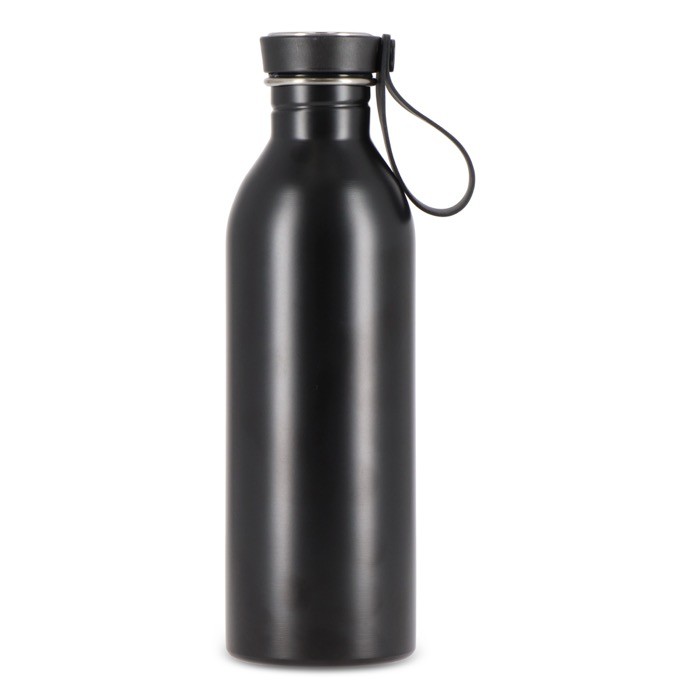 Botella de acero inoxidable con asa de silicona en la tapa 500ml color negro cuarta vista Botella de acero inoxidable con asa de silicona en la tapa 500ml color negro cuarta vista