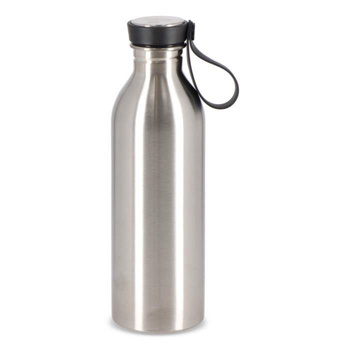 Botella de acero inoxidable con asa de silicona en la tapa 500ml color plateado Botella de acero inoxidable con asa de silicona en la tapa 500ml color plateado