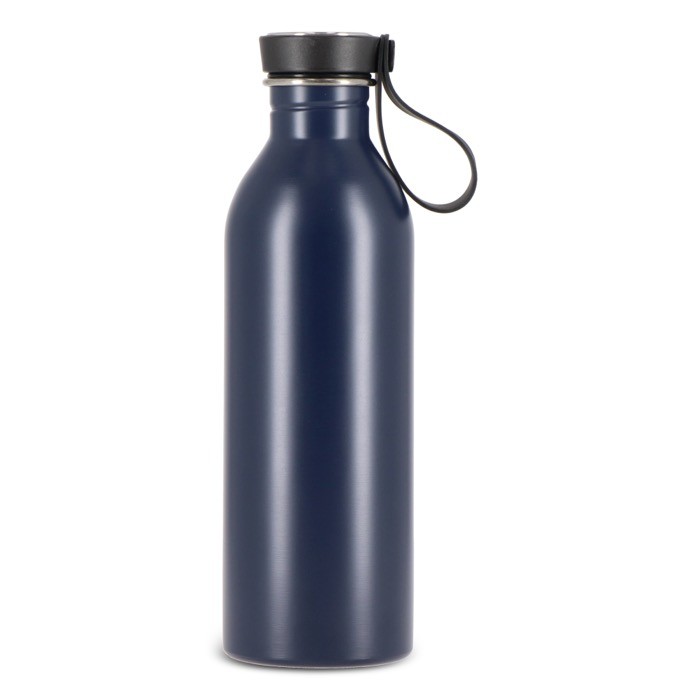 Botella de acero inoxidable con asa de silicona en la tapa 500ml color azul oscuro cuarta vista Botella de acero inoxidable con asa de silicona en la tapa 500ml color azul oscuro cuarta vista