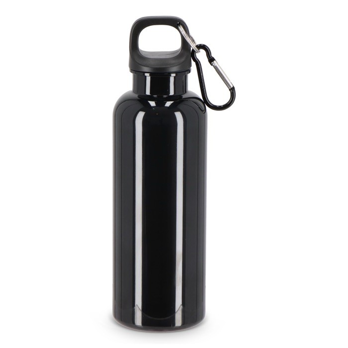 Botella de plástico en vivos colores con tapón a juego 500ml color negro Botella de plástico en vivos colores con tapón a juego 500ml color negro