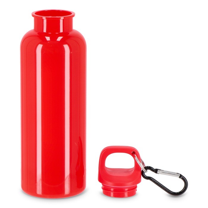 Botella de plástico en vivos colores con tapón a juego 500ml color rojo segunda vista Botella de plástico en vivos colores con tapón a juego 500ml color rojo segunda vista