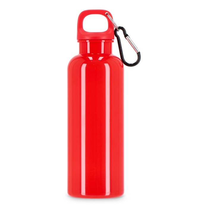Botella de plástico en vivos colores con tapón a juego 500ml color rojo cuarta vista Botella de plástico en vivos colores con tapón a juego 500ml color rojo cuarta vista
