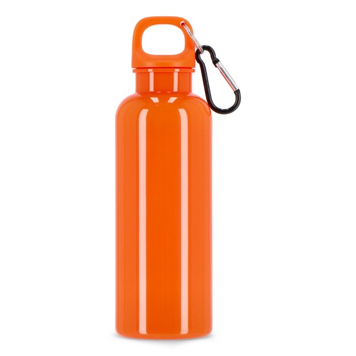 Botella de plástico en vivos colores con tapón a juego 500ml color naranja cuarta vista Botella de plástico en vivos colores con tapón a juego 500ml color naranja cuarta vista