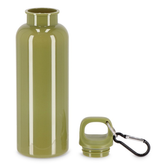 Botella de plástico en vivos colores con tapón a juego 500ml color verde oliva segunda vista Botella de plástico en vivos colores con tapón a juego 500ml color verde oliva segunda vista