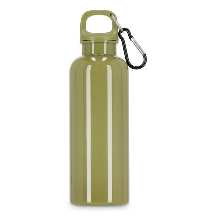 Botella de plástico en vivos colores con tapón a juego 500ml color verde oliva cuarta vista Botella de plástico en vivos colores con tapón a juego 500ml color verde oliva cuarta vista