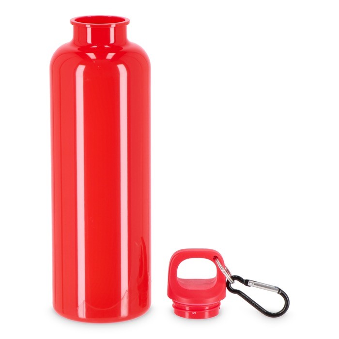 Botella de plástico en vivos colores con tapón a juego 750ml color rojo segunda vista Botella de plástico en vivos colores con tapón a juego 750ml color rojo segunda vista