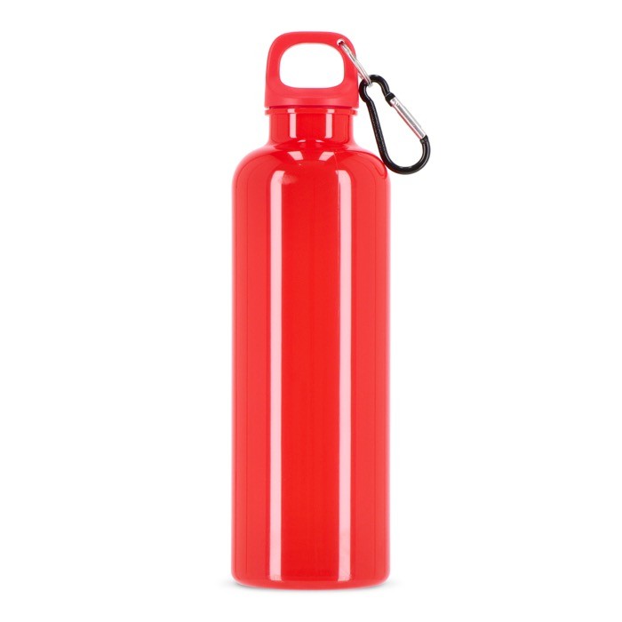 Botella de plástico en vivos colores con tapón a juego 750ml color rojo cuarta vista Botella de plástico en vivos colores con tapón a juego 750ml color rojo cuarta vista