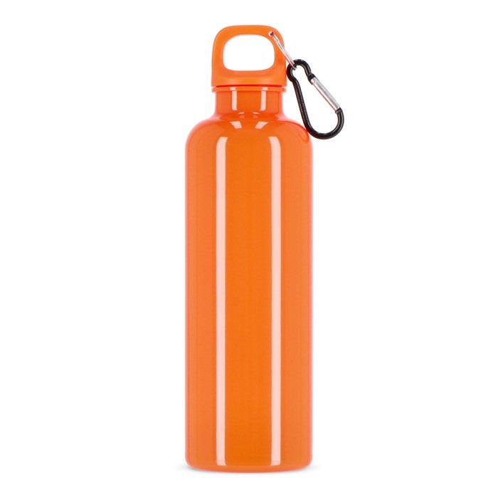 Botella de plástico en vivos colores con tapón a juego 750ml color naranja cuarta vista Botella de plástico en vivos colores con tapón a juego 750ml color naranja cuarta vista
