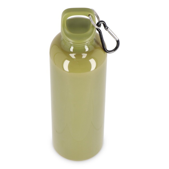 Botella de plástico en vivos colores con tapón a juego 750ml color verde oliva tercera vista Botella de plástico en vivos colores con tapón a juego 750ml color verde oliva tercera vista