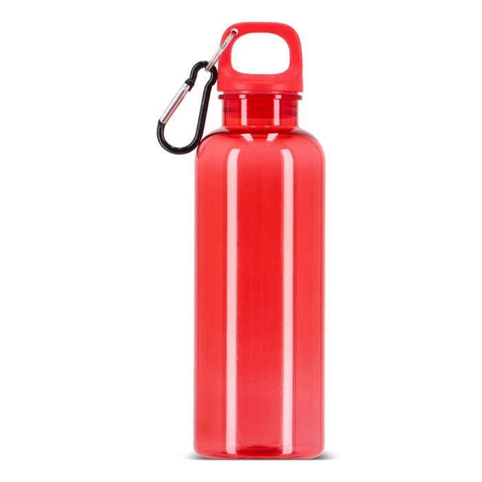 Botella de plástico en vivos colores transparentes 500ml color rojo transparente cuarta vista Botella de plástico en vivos colores transparentes 500ml color rojo transparente cuarta vista