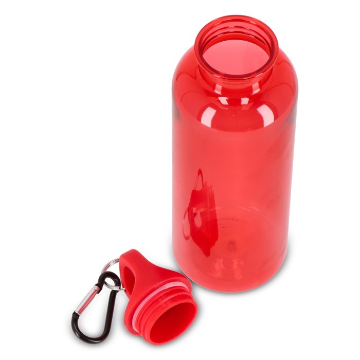 Botella de plástico en vivos colores transparentes 500ml color rojo transparente septima vista Botella de plástico en vivos colores transparentes 500ml color rojo transparente septima vista