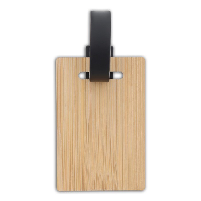 Identificador de maleta hecho de bambú con tarjeta para datos color natural Identificador de maleta hecho de bambú con tarjeta para datos color natural