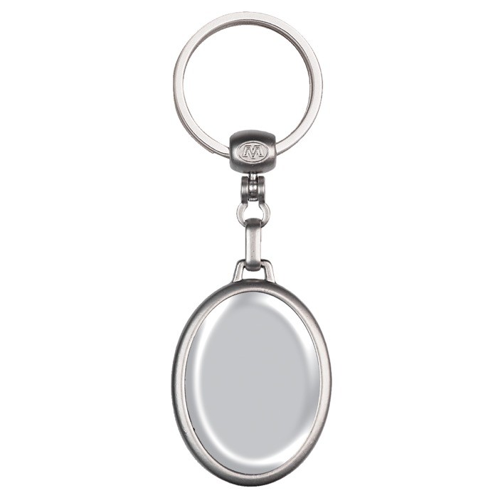 Llavero ovalado de metal con posibilidad de marcaje en ambas caras color plateado brillante tercera vista Llavero ovalado de metal con posibilidad de marcaje en ambas caras color plateado brillante tercera vista