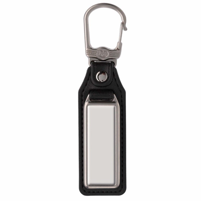 Llavero rectangular de metal para personalizar con cuero sintético color negro segunda vista