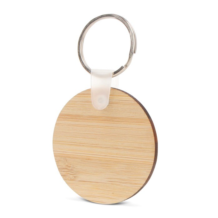 Llavero circular de bambú para personalizar Ø45mm color natural Llavero circular de bambú para personalizar Ø45mm color natural
