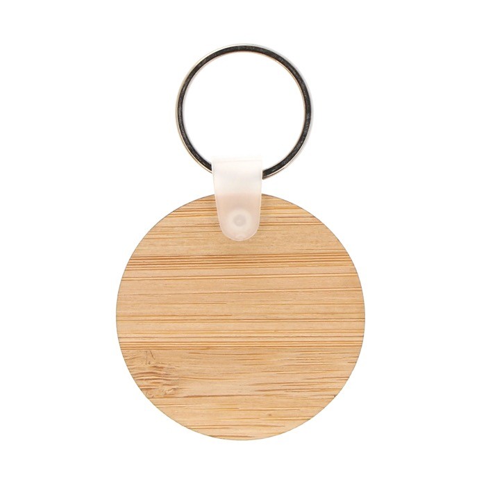 Llavero circular de bambú para personalizar Ø45mm color natural segunda vista Llavero circular de bambú para personalizar Ø45mm color natural segunda vista