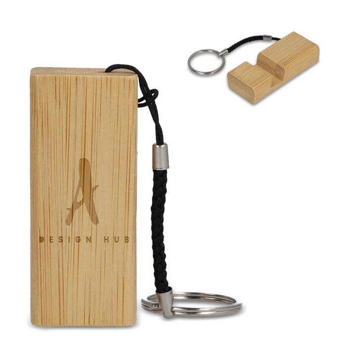 Llavero de bambú con cuerda y multifunción de soporte de móvil Llavero de bambú con cuerda y multifunción de soporte de móvil