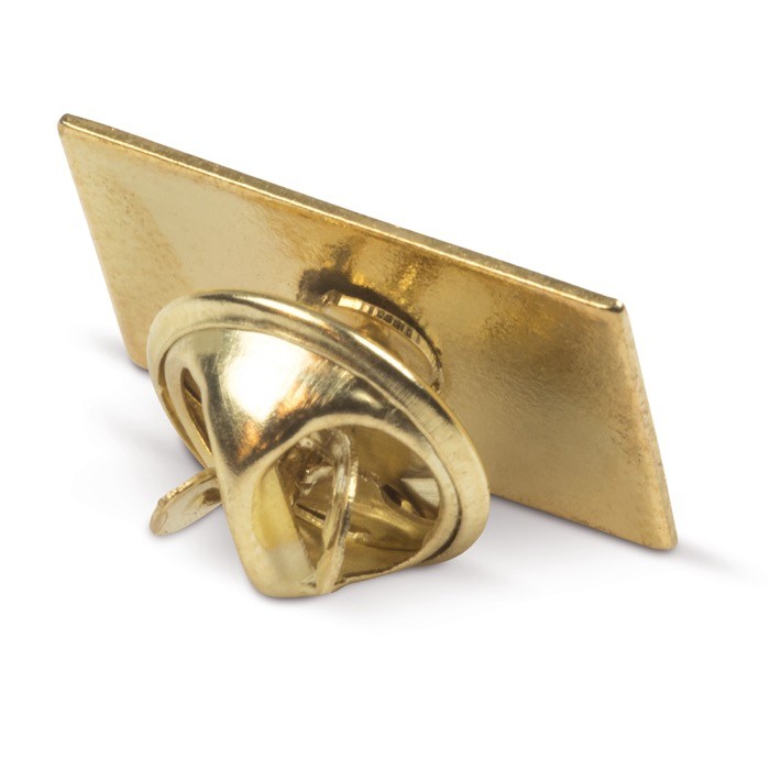 Pin rectangular de metal dorado para personalizar 19x13mm color dorado tercera vista Pin rectangular de metal dorado para personalizar 19x13mm color dorado tercera vista