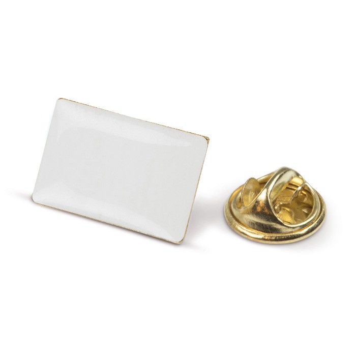 Pin rectangular de metal dorado para personalizar 19x13mm color dorado cuarta vista Pin rectangular de metal dorado para personalizar 19x13mm color dorado cuarta vista