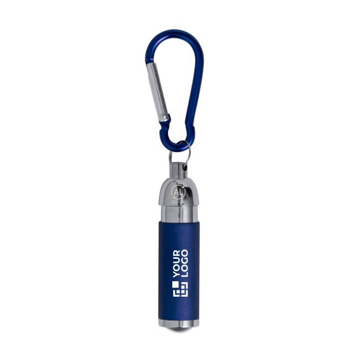 Linterna de aluminio reciclado de luz LED con mosquetón a color vista principal Linterna de aluminio reciclado de luz LED con mosquetón a color vista principal