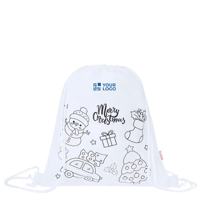 Mochila de cuerdas infantil edición navideña para colorear vista principal Mochila de cuerdas infantil edición navideña para colorear vista principal