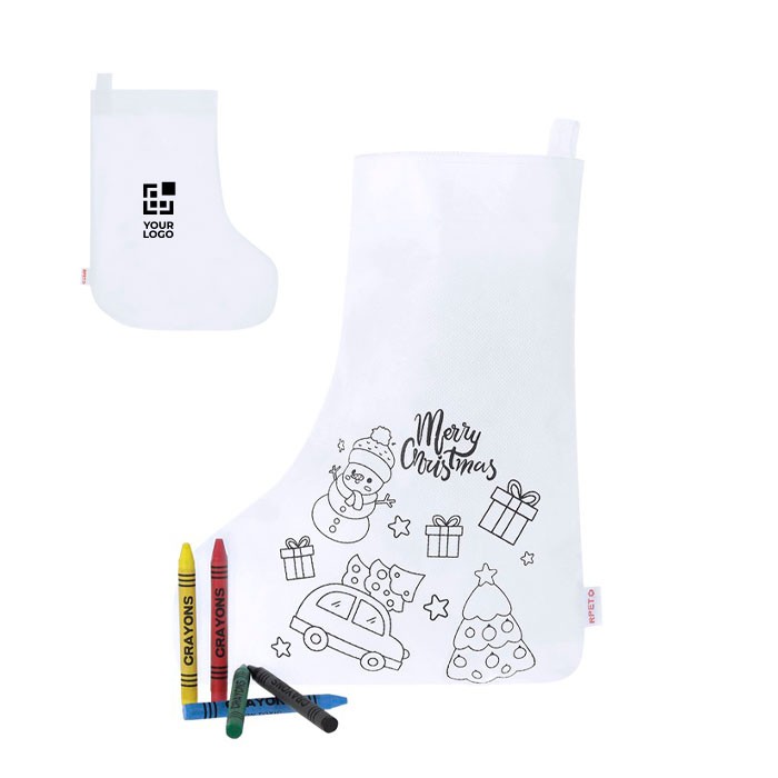 Calcetín de navidad para colorear con ceras y cinta para colgar vista principal Calcetín de navidad para colorear con ceras y cinta para colgar vista principal