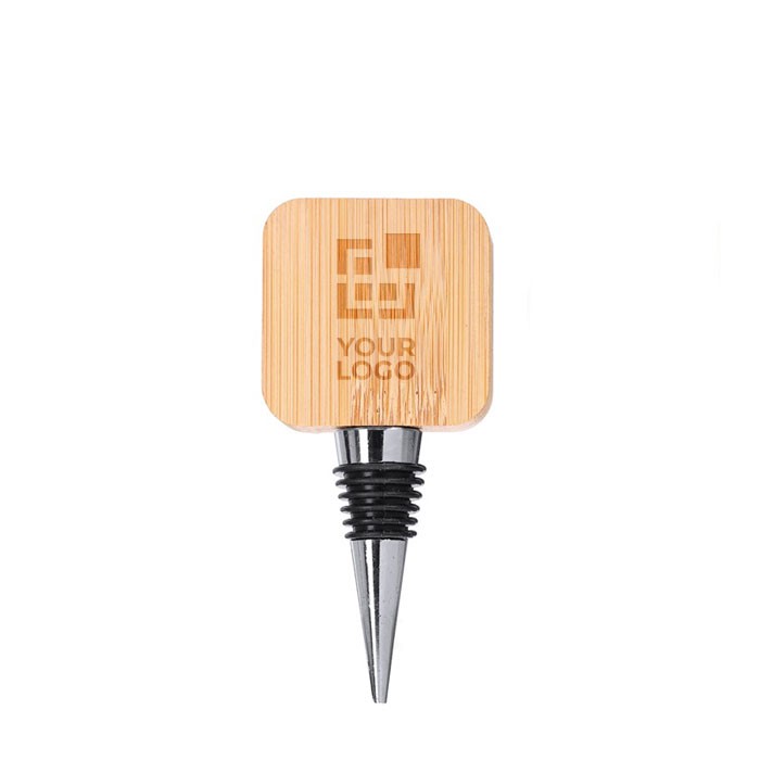 Tapón para botellas de madera en forma cuadrada con abridor incluido vista principal