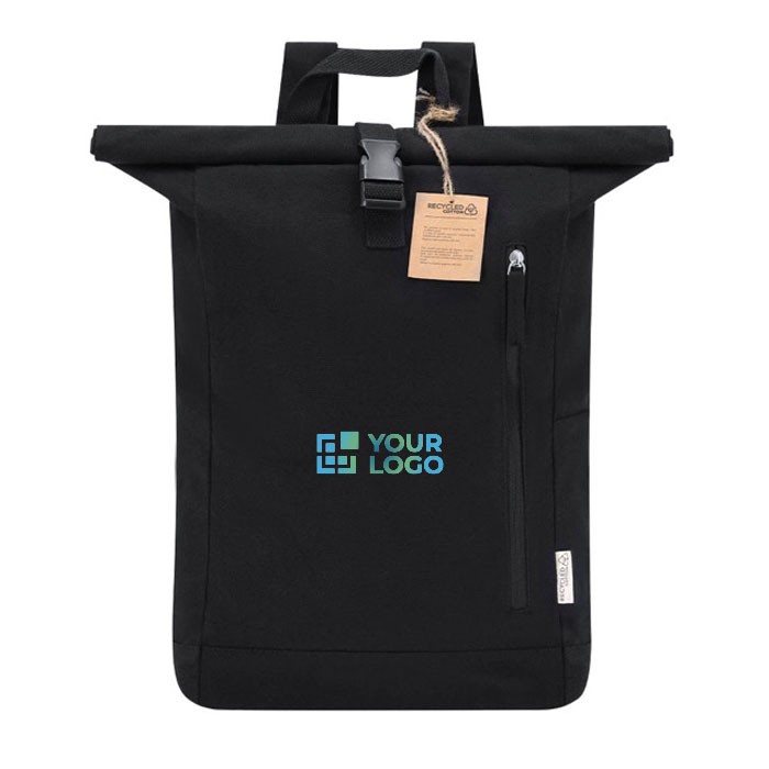 Mochila roll-top de 100% canvas reciclado con cierre de hebilla vista principal Mochila roll-top de 100% canvas reciclado con cierre de hebilla vista principal