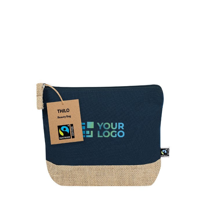 Neceser de algodón con certificación Fairtrade y base de yute vista principal Neceser de algodón con certificación Fairtrade y base de yute vista principal