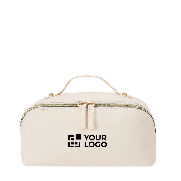 Elegante neceser de PU con amplio compartimiento y asa de transporte vista principal Elegante neceser de PU con amplio compartimiento y asa de transporte vista principal