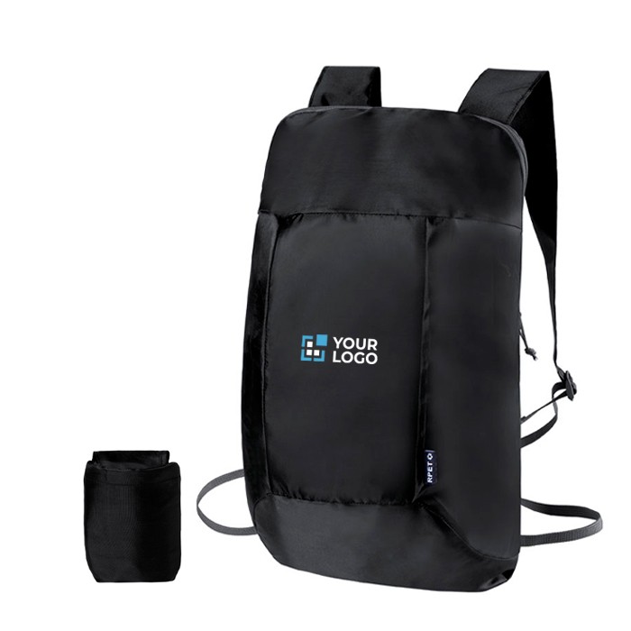 Mochila completamente plegable de RPET en varios colores vista principal Mochila completamente plegable de RPET en varios colores vista principal