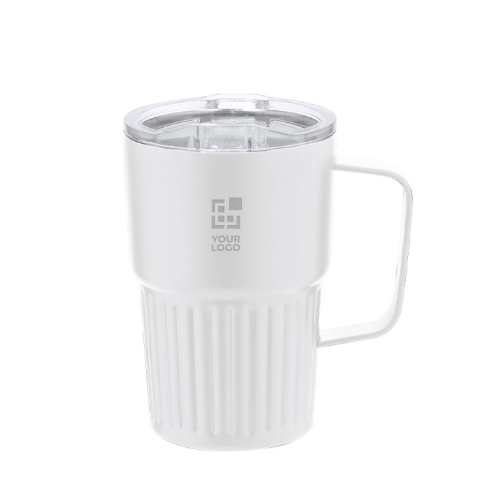 Taza térmica de acero inoxidable reciclado de diseño en relieve 400ml vista principal Taza térmica de acero inoxidable reciclado de diseño en relieve 400ml vista principal