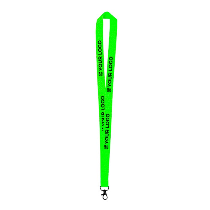 Lanyard en colores neones de poliéster con gancho giratorio vista principal Lanyard en colores neones de poliéster con gancho giratorio vista principal