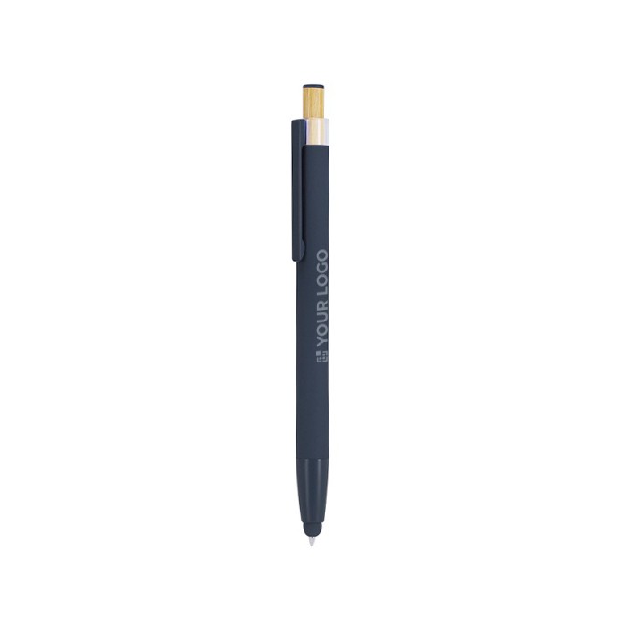 Bolígrafo puntero de aluminio con pulsador de bambú tinta azul vista principal Bolígrafo puntero de aluminio con pulsador de bambú tinta azul vista principal